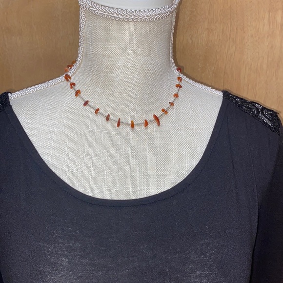 SOLD 16 inch brown and silver choker size necklace - Picture 1 of 3